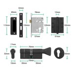 Tapera Matt Black Lever on Rose Door Handle Kit - Medium Duty FD30/60 - 80mm Euro Sashlock and Thumbturn Cylinder - Keyed Alike - tradefit - 5