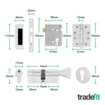 Claro Polished Chrome Lever on Rose Door Handle Kit - Medium Duty FD30/60 - 80mm Euro Sashlock and Thumbturn Cylinder - Keyed Alike - tradefit - 5