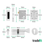 Flores Polished Chrome Lever on Rose Door Handle Kit - Medium Duty FD30/60 - 80mm Euro Sashlock and Thumbturn Cylinder - Keyed Alike - tradefit - 5