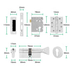 Tapera Polished Chrome Lever on Rose Door Handle Kit - Medium Duty FD30/60 - 80mm Euro Sashlock and Thumbturn Cylinder - Master Keyed - tradefit - 5