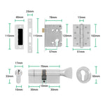Tapera Satin Nickel Lever on Rose Door Handle Kit - Medium Duty FD30/60 - 80mm Euro Sashlock and Thumbturn Cylinder - Master Keyed - tradefit - 5