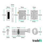 Aurora Satin Nickel Lever on Rose Door Handle Kit - Medium Duty FD30/60 - 80mm Euro Sashlock and Thumbturn Cylinder - Master Keyed - tradefit - 5