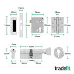 Flores Satin Nickel Lever on Rose Door Handle Kit - Medium Duty FD30/60 - 80mm Euro Sashlock and Thumbturn Cylinder - Keyed Alike - tradefit - 5