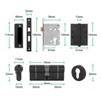 Tapera Matt Black Lever on Rose Door Handle Kit - Medium Duty FD30/60 - 80mm Euro Sashlock and Double Cylinder - Master Keyed - tradefit - 5