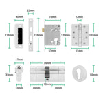 Tapera Polished Chrome Lever on Rose Door Handle Kit - Medium Duty FD30/60 - 80mm Euro Sashlock and Double Cylinder - Master Keyed - tradefit - 5