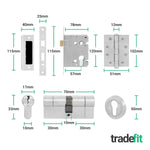 Flores Satin Nickel Lever on Rose Door Handle Kit - Medium Duty FD30/60 - 80mm Euro Sashlock and Double Cylinder - Master Keyed - tradefit - 5