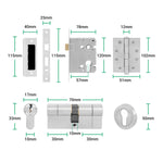Tapera Satin Nickel Lever on Rose Door Handle Kit - Medium Duty FD30/60 - 80mm Euro Sashlock and Double Cylinder - Keyed Alike - tradefit - 5