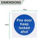 Fire Door Keep Locked Shut 70x70mm Pack 10 Self Adh Semi Rigid PVC - tradefit - 5