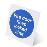 Fire Door Keep Locked Shut 100x100mm Self Adh Vinyl - tradefit - 6