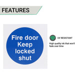 Fire Door Keep Locked Shut 70x70mm Pack 10 Self Adh Semi Rigid PVC - tradefit - 4