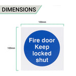 Fire Door Keep Locked Shut 100x100mm Self Adh Vinyl - tradefit - 4