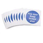 Fire Door Keep Locked Shut 70x70mm Pack 10 Self Adh Semi Rigid PVC - tradefit - 2