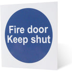 Fire Door Keep Shut 70x70mm Pack 10 Self Adh Semi Rigid PVC - tradefit - 7