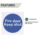 Fire Door Keep Shut 70x70mm Pack 10 Self Adh Semi Rigid PVC - tradefit - 4