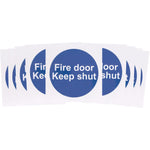 Fire Door Keep Shut 70x70mm Pack 10 Self Adh Semi Rigid PVC - tradefit - 2