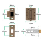Tapera Antique Brass Lever on Rose Door Handle Kit - Medium Duty FD30/60 - 76mm Latch - tradefit - 5