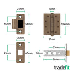 Flores Antique Brass Lever on Rose Door Handle Kit - Medium Duty FD30/60 - 76mm Latch - tradefit - 5