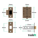 Aurora Antique Brass Lever on Rose Door Handle Kit - Medium Duty FD30/60 - 76mm Latch - tradefit - 5