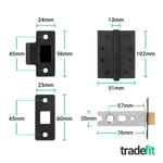 Claro Matt Black Lever on Rose Door Handle Kit - Medium Duty FD30 - 60 - 76mm Latch - tradefit - 5