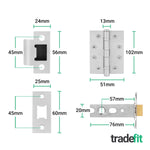 Santana Satin Nickel Lever on Rose Door Handle Kit - Medium Duty FD30/60 - 76mm Latch - tradefit - 5