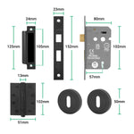 Tapera Matt Black Lever on Rose Door Handle Kit - Medium Duty FD30/60 - 80mm Sashlock - tradefit - 5