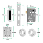 Tapera Polished Chrome Lever on Rose Door Handle Kit - Medium Duty FD30/60 - 80mm Sashlock - tradefit - 5