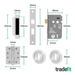 Moreno Polished Chrome Lever on Rose Door Handle Kit - Medium Duty FD30/60 - 80mm Sashlock - tradefit - 5