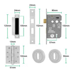 Tapera Satin Nickel Lever on Rose Door Handle Kit - Medium Duty FD30/60 - 80mm Sashlock - tradefit - 5