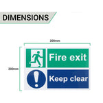 Fire Exit Keep Clear Sign 300x200mm Self Adh Semi Rigid PVC - tradefit - 4
