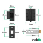 Olbia Matt Black Lever on Rose Door Handle Kit - Medium Duty FD30/60 Rated - 76mm Latch - tradefit - 4