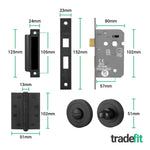 Olbia Matt Black Lever on Rose Door Handle Kit - Medium Duty FD30/60 - 80mm Bathroom Lock - tradefit - 4