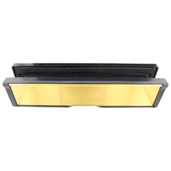 Letterplate Draught Proof 300mm Black Frame Polished Gold Flap - tradefit