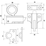 Universal Fanlight Window Catch - 45mm - Polished Brass - tradefit - 2