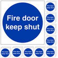 Fire Door Keep Shut - Self Adhesive - 80x80mm - Bulk Pack of 50