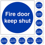 Fire Door Keep Shut - Self Adhesive - 80x80mm - Bulk Pack of 50 - tradefit - 1
