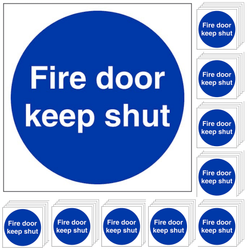 Fire Door Keep Shut - Self Adhesive - 80x80mm - Bulk Pack of 100 - tradefit