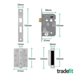 Satin Aluminium Contract Lever Bathroom Handle Kit - Medium Duty FD30/60 - 80mm Latch - tradefit - 4