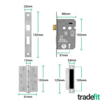 Satin Aluminium Contract Lever Sashlock Handle Kit - Medium Duty FD30/60 - 80mm Latch - tradefit - 4