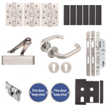 Fire Door Kit - Locking Door - Heavy Duty - Cylinder & Turn Keyed Differ - Satin Stainless Steel - tradefit - 1