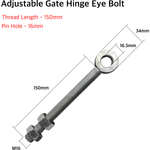 Adjustable Gate Eye - 150mm x 16mm - Zinc Plated - SINGLE - tradefit - 2
