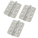 Satin Stainless Fire Door Hinges - 4 Inch/102mm - Grade 13 Steel Ball Bearing - Pack 3 - Radius - tradefit - 3