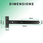 Heavy Duty Cranked Hook & Band Gate Garage Hinges - 250mm / 10