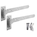 Heavy Duty Cranked Hook & Band Gate Garage Hinges - 250mm / 10