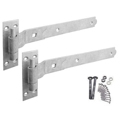 Heavy Duty Cranked Hook & Band Gate Garage Hinges - 350mm / 14" - Galvanised (Pair) - tradefit