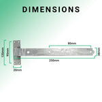 Heavy Duty Cranked Hook & Band Gate Garage Hinges - 250mm / 10