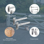 Heavy Duty Cranked Hook & Band Gate Garage Hinges - 250mm / 10
