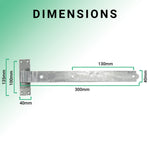 Gate Garage Hinges Cranked Hook Band Pair & Fixings - 300mm / 12