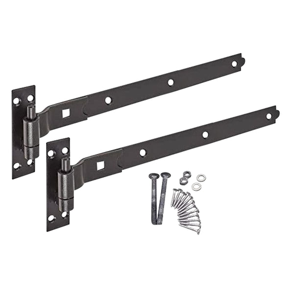 Heavy Duty Cranked Hook & Band Gate Garage Hinges - 450mm / 18