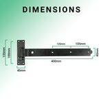 Heavy Duty Cranked Hook & Band Gate Garage Hinges - 400mm / 16