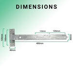 Heavy Duty Cranked Hook & Band Gate Garage Hinges - 400mm / 16